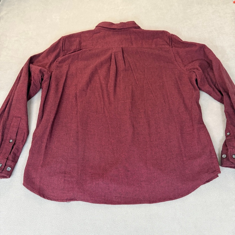 Eddie Bauer Men’s Burgundy Herringbone Long Sleeve Button Up Shirt- XXL - Picture 7 of 7